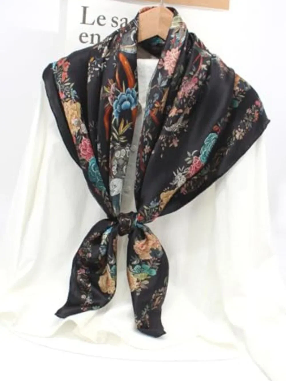 100% Mulberry Silk Large Square Scarf Shawl, Versatile Wrap for Head Neck